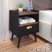 Conjunto Mesa Cabeceira 1 Gaveta Organizadora Pés Retrô Penteadeira Suspensa Puxador Concha Kit Decorativo Quarto - Preto/Freijó - RPM Móveis