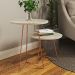 Conjunto Mesa Centro e Lateral Luisa com Pés de Cobre - Off White- RPM Móveis