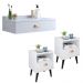 Conjunto Quarto 2 Mesas Cabeceira Retrô Mesinha Lateral Cama E Penteadeira Suspensa Organizadora Decoração Ambiente Branco - RPM Móveis  