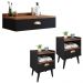 Conjunto Quarto 2 Mesas Cabeceira Retrô Mesinha Lateral Cama E Penteadeira Suspensa Organizadora Decoração Ambiente Preto/Freijó - RPM Móveis  