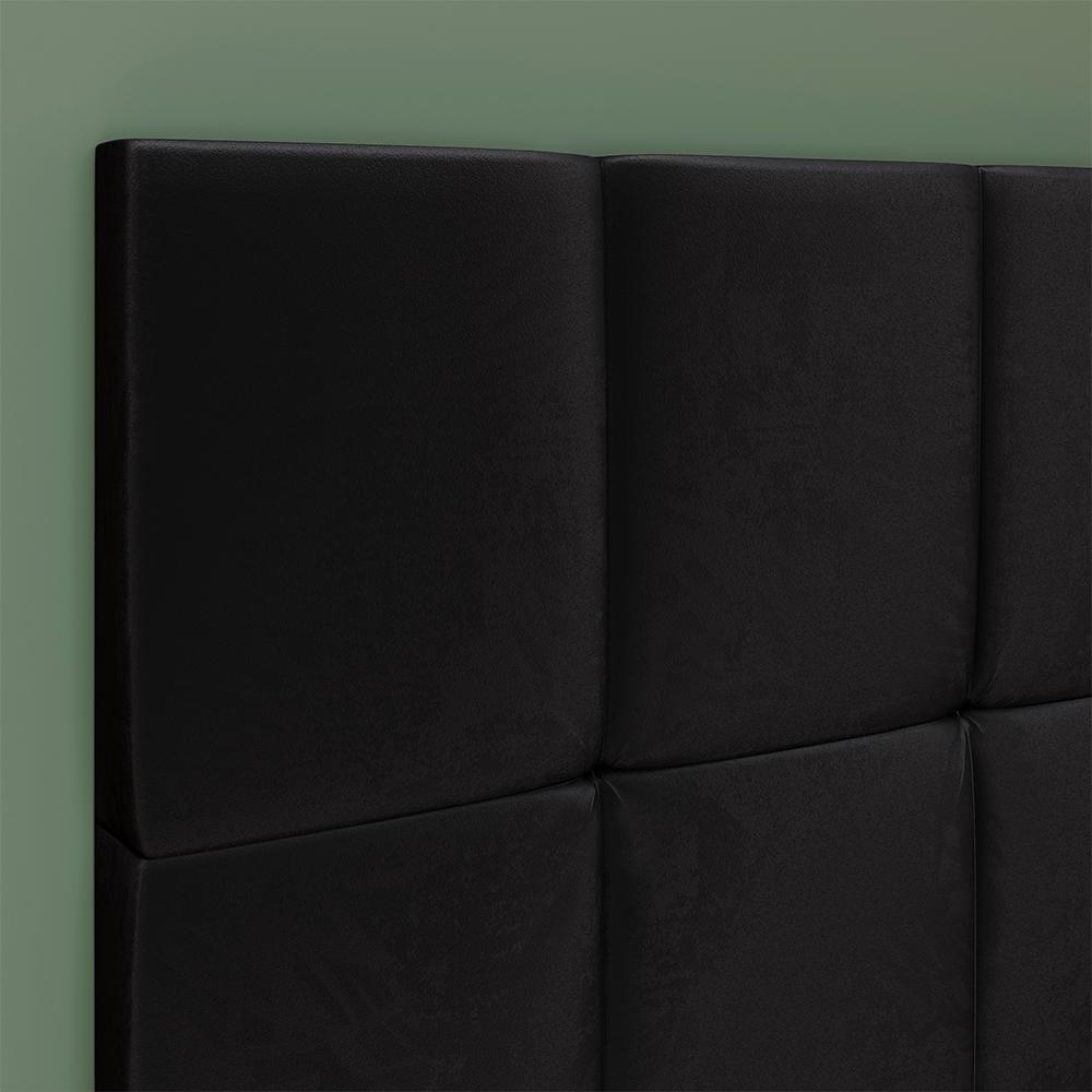 Conjunto Quarto Cabeceira Cama Solteiro E Mesinha Retrô Puxador Concha Pés Palito Quarto Moderno Mesa 1 Gaveta Preto/Freijó - RPM Móveis