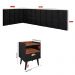 Conjunto Quarto Cabeceira Cama Solteiro E Mesinha Retrô Puxador Concha Pés Palito Quarto Moderno Mesa 1 Gaveta Preto/Freijó - RPM Móveis