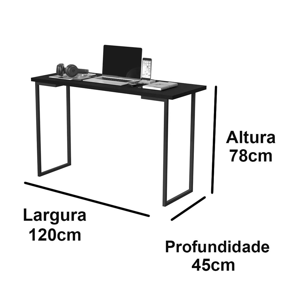 Escrivaninha Aparador Industrial P/ Notebook 6070 - Preto - JB Bechara