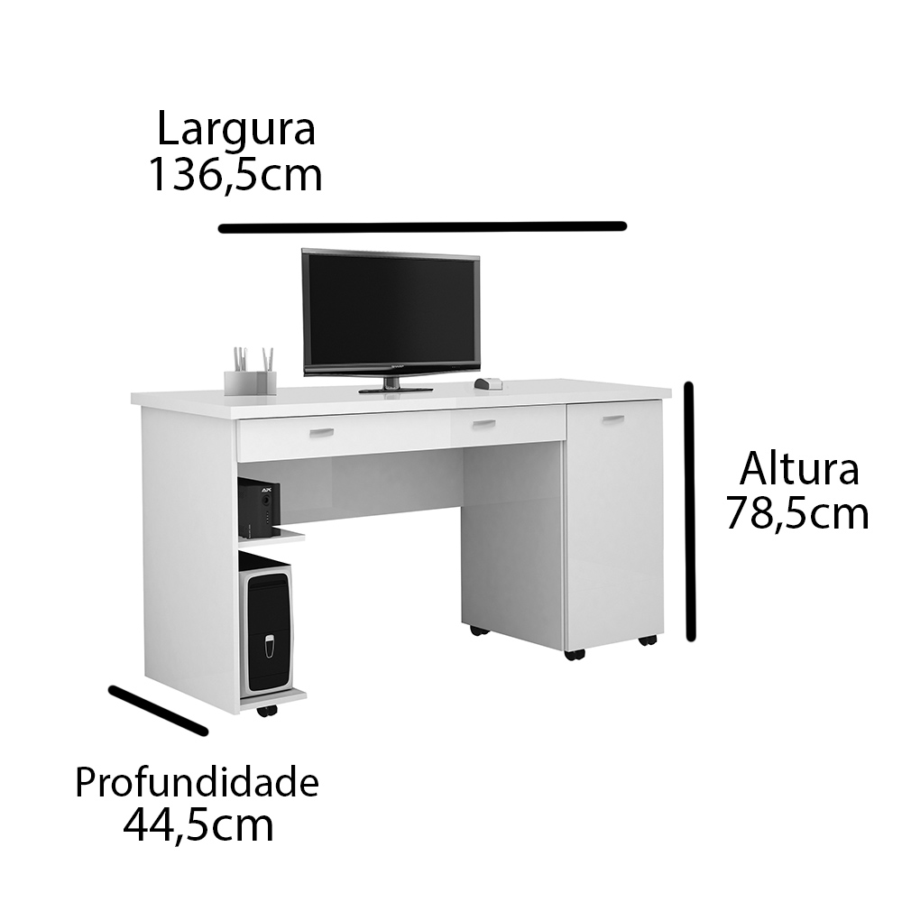 Escrivaninha com 1 Gaveta e 1 Porta Ariel - Amêndoa Wood - Móveis Primus