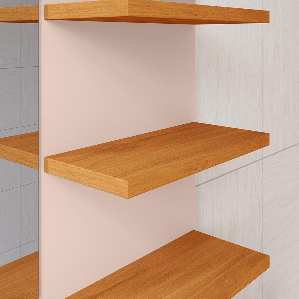 Espelheira Suspensa Astra Prateleiras Organizadoras Espelho Banheiro Aéreo Compacta - Off White-Cinamomo - RPM Móveis