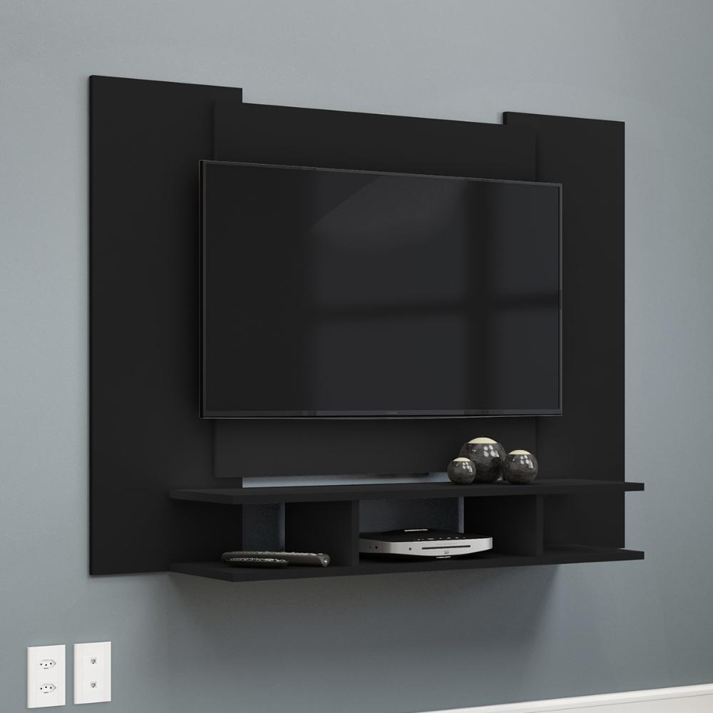 Estante Painel EJ Televisão 22 32 40 42 47 48 Polegadas com Nichos Sala Quarto Pequeno- Preto – RPM