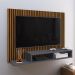 Estante Painel Suspenso TV 48 Polegadas Nicho Organizador Prateleira Decorativa Sala Quarto Moderno Dubai Ripado/Cinza - RPM Móveis