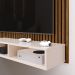 Estante Painel Suspenso TV 48 Polegadas Nicho Organizador Prateleira Decorativa Sala Quarto Moderno Dubai Ripado/Off White - RPM Móveis