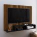 Estante Painel Suspenso TV 48 Polegadas Nicho Organizador Prateleira Decorativa Sala Quarto Moderno Dubai Ripado/Preto - RPM Móveis