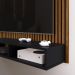 Estante Painel Suspenso TV 48 Polegadas Nicho Organizador Prateleira Decorativa Sala Quarto Moderno Dubai Ripado/Preto - RPM Móveis
