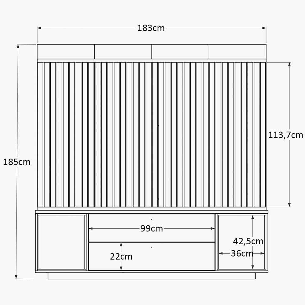 Home Dakar Estante Painel Tv Até 75 Polegadas Ripado Prateleira 2 Portas Basculante - Cedro/Off White Perolizado - Lojas RPM