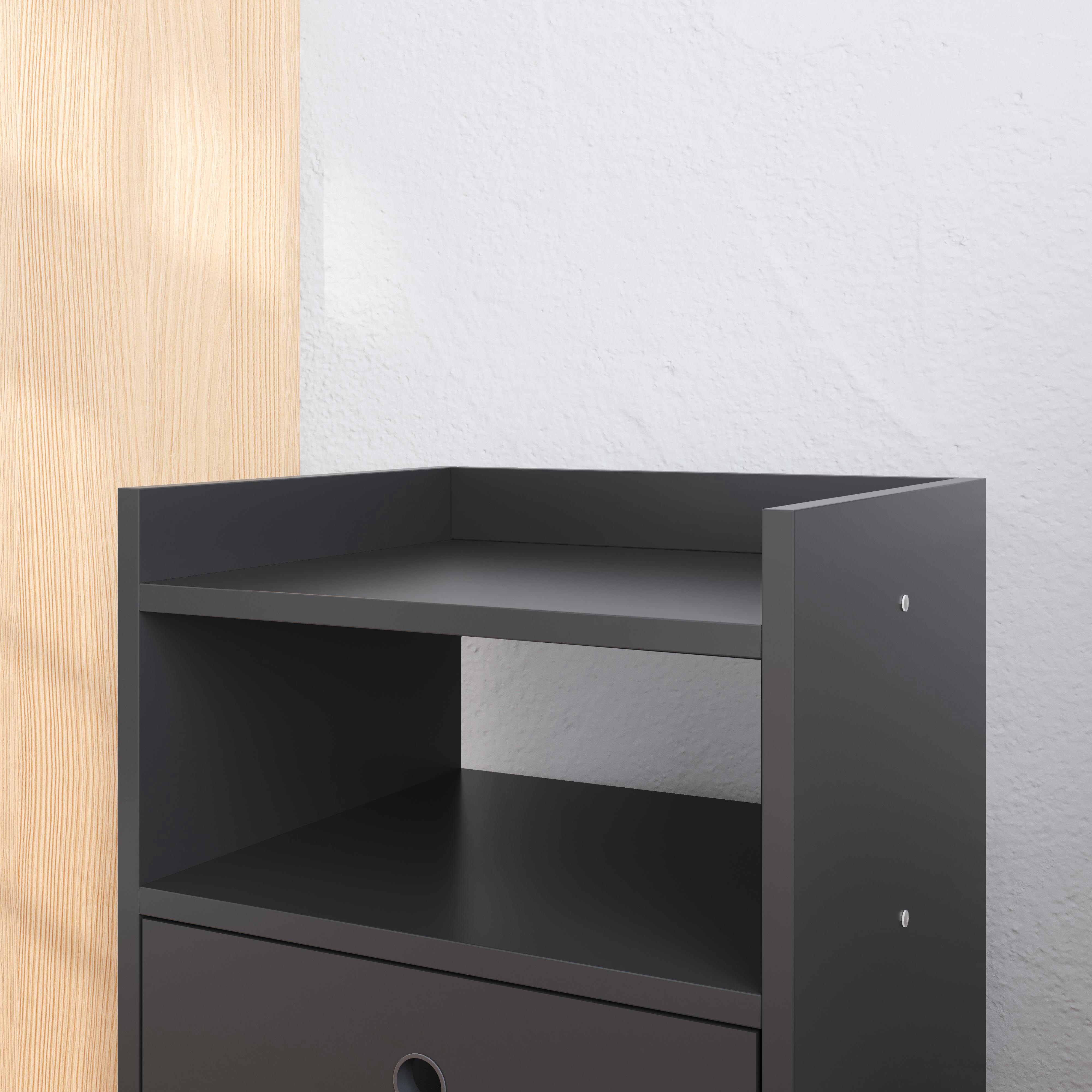 Jogo 2 Mesas de Cabeceira Pequena Kit Mesinhas Apoio Nicho Gavetas Decoração Quarto Casal Retrô Dream - Preto - RPM
