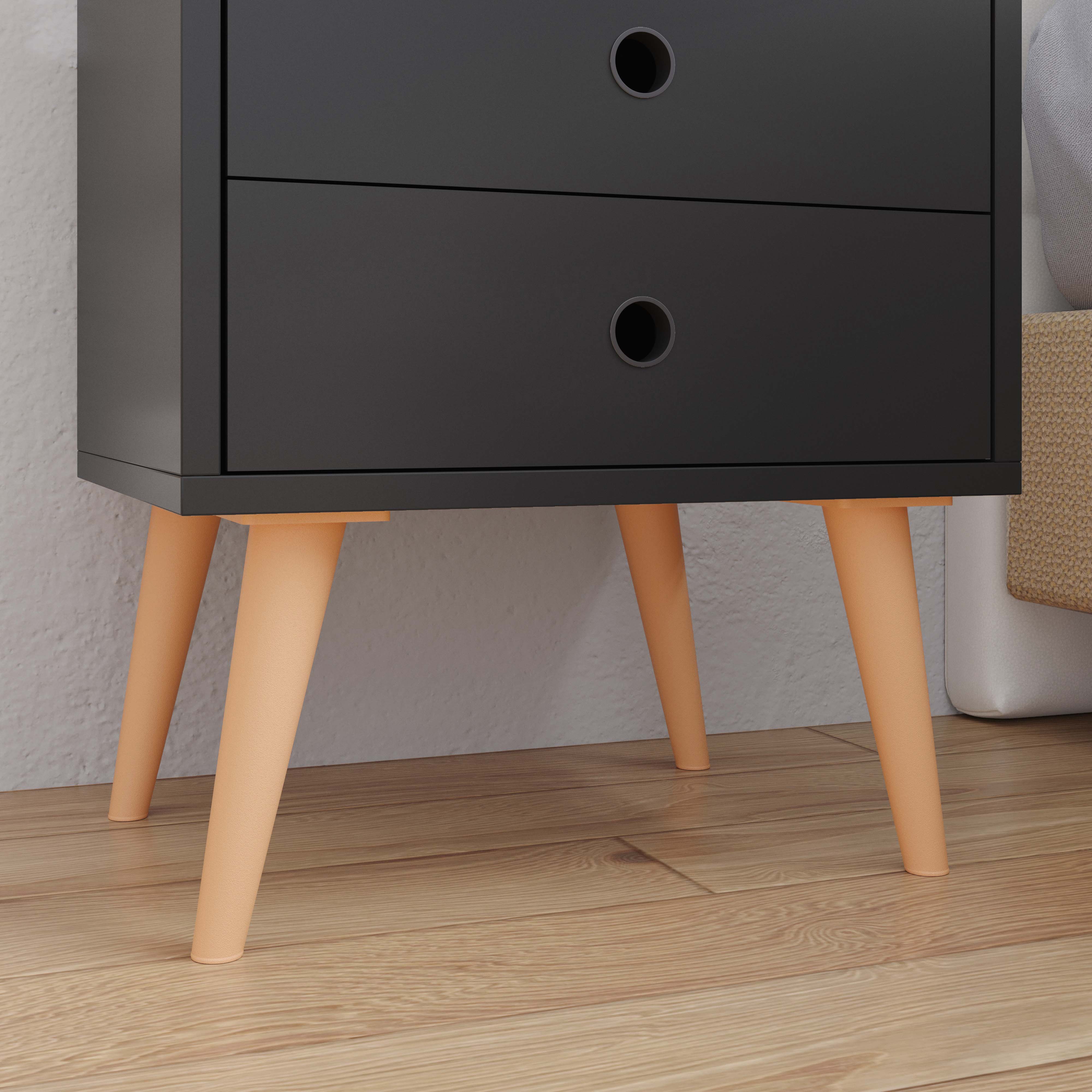 Jogo 2 Mesas de Cabeceira Pequena Kit Mesinhas Apoio Nicho Gavetas Decoração Quarto Casal Retrô Dream - Preto - RPM