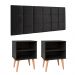 Jogo Quarto 2 Mesinhas Apoio Prateleira Pés Palito Retrô Cabeceira Modular Bia Estofado Suede Cama Box Casal 1,40 Preto - RPM