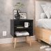 Jogo Quarto 2 Mesinhas Apoio Prateleira Pés Palito Retrô Cabeceira Modular Bia Estofado Suede Cama Box Casal 1,40 Preto - RPM