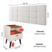 Jogo Quarto Completo Kit 2 Mesinhas Nicho Retrô Estilo Off White/Freijó e Cabeceira Suspensa Cama Box King Size 1.95 Bia Branco Corino - RPM Móveis