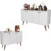 KIT APARADOR BUFFET RETRÔ 4 PORTAS DALLAS BRANCO E APARADOR BUFFET RETRÔ 3 PORTAS WOOD BRANCO