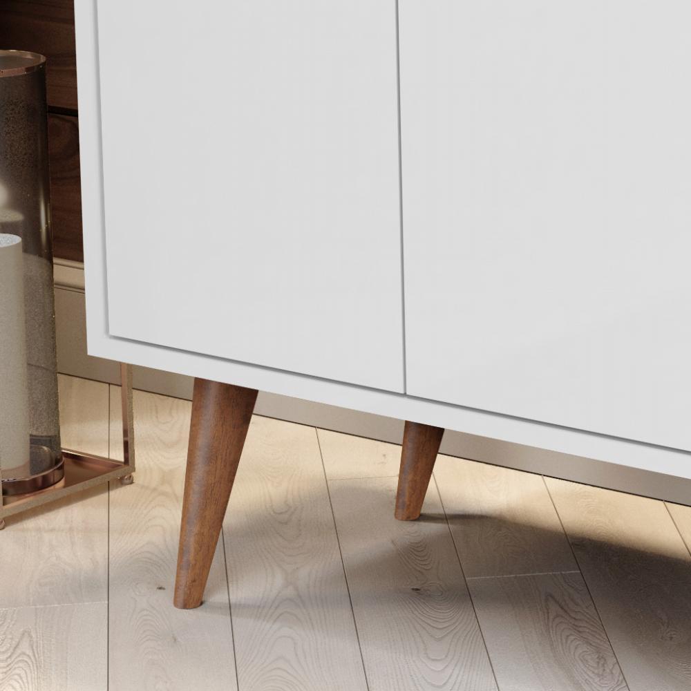 KIT APARADOR BUFFET RETRÔ 4 PORTAS DALLAS BRANCO E APARADOR BUFFET RETRÔ 3 PORTAS WOOD BRANCO