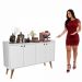 KIT APARADOR BUFFET RETRÔ 4 PORTAS DALLAS BRANCO E APARADOR BUFFET RETRÔ 3 PORTAS WOOD BRANCO