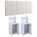 Kit 2 Mesas Cabeceira Fantasy Branco Prateleira Organizadora Painel Suspenso Bia Estofado Cama Box Queen Size 1,60 Corino - Lojas RPM