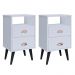 Kit 2 Mesas de Cabeceira Nicho Gavetas Puxador Concha Mesinhas Pequenas Canto Lateral Cama Quarto Retrô Classic New – Branco - RPM
