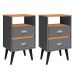 Kit 2 Mesas de Cabeceira Nicho Gavetas Puxador Concha Mesinhas Pequenas Canto Lateral Cama Quarto Retrô Classic New – Cinza/Cinamomo- RPM