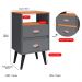 Kit 2 Mesas de Cabeceira Nicho Gavetas Puxador Concha Mesinhas Pequenas Canto Lateral Cama Quarto Retrô Classic New – Cinza/Cinamomo- RPM