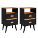 Kit 2 Mesas de Cabeceira Nicho Gavetas Puxador Concha Mesinhas Pequenas Canto Lateral Cama Quarto Retrô Classic New – Preto/Cinamomo - RPM