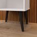 Kit 2 Mesinhas Apoio Lateral Cama Nicho Prateleira Pés Palito Jogo Mesa de Cabeceira Decoração Quarto Completo - Branco/Preto - RPM Móveis
