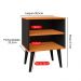 Kit 2 Mesinhas Apoio Lateral Cama Nicho Prateleira Pés Palito Jogo Mesa de Cabeceira Decoração Quarto Completo - Preto/Cinamomo - RPM Móveis