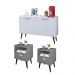 Kit 2 Mesinhas Cabeceira Estilo Retrô Cinza 1 Gaveta Nicho Decorativo e Buffet Kiev Cantinho Café Branco - RPM Móveis