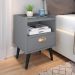 Kit 2 Mesinhas Cabeceira Estilo Retrô Cinza 1 Gaveta Nicho Decorativo e Buffet Kiev Cantinho Café Branco - RPM Móveis
