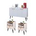Kit 2 Mesinhas Cabeceira Estilo Retrô Off White/Freijó 1 Gaveta Nicho Decorativo e Buffet Kiev Cantinho Café Branco - RPM Móveis