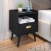 Kit 2 Mesinhas Cabeceira Estilo Retrô Preto 1 Gaveta Nicho Decorativo e Buffet Kiev Cantinho Café Off White/Cinamomo - RPM Móveis