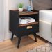 Kit 2 Mesinhas Cabeceira Estilo Retrô Preto/Freijó 1 Gaveta Nicho Decorativo e Buffet Kiev Cantinho Café Preto/Cinamomo - RPM Móveis
