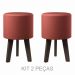 Kit 2 Puffs / Banquetas Alegretto - Vermelho - Ego Estofados
