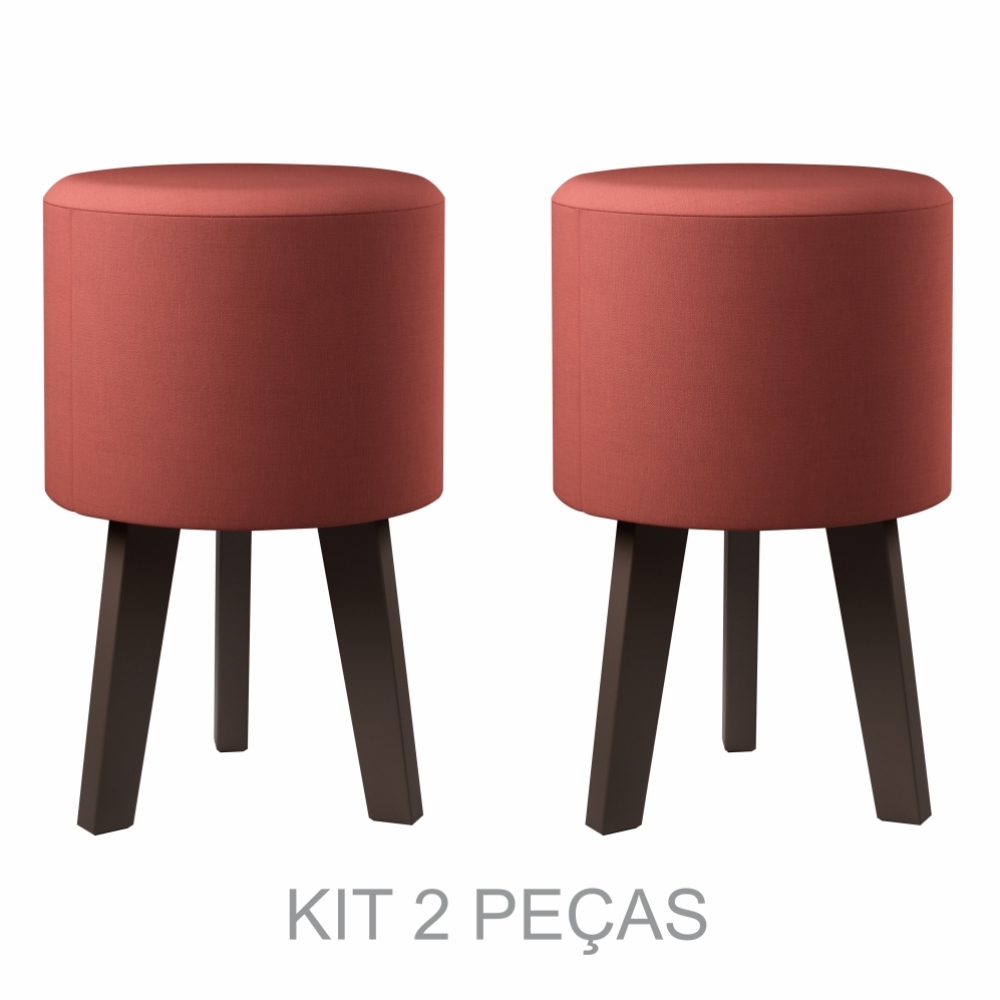 Kit 2 Puffs / Banquetas Alegretto - Vermelho - Ego Estofados