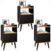 Kit 3 Mesas Cabeceira Dream Jogo Mesinha Decorativa Lateral Cama Decoração Quarto Casal Solteiro - Preto/Cinamomo - RPM Móveis