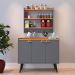 Kit Aparador Buffet Organizador Prateleira Interna Truzzi Armário Parede Porta Condimentos Cozinha Amélia - Cinza/Cinamomo - RPM Móveis