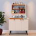 Kit Aparador Buffet Organizador Prateleira Interna Truzzi Armário Parede Porta Condimentos Cozinha Amélia - Off White/Cinamomo - RPM Móveis