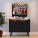 Kit Aparador Buffet Organizador Prateleira Interna Truzzi Armário Parede Porta Condimentos Cozinha Amélia - Preto/Cinamomo - RPM Móveis