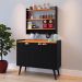 Kit Aparador Buffet Organizador Prateleira Interna Truzzi Armário Parede Porta Condimentos Cozinha Amélia - Preto/Cinamomo - RPM Móveis