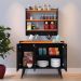 Kit Aparador Buffet Organizador Prateleira Interna Truzzi Armário Parede Porta Condimentos Cozinha Amélia - Preto/Cinamomo - RPM Móveis