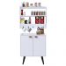 Kit Aparador Buffet Retrô 2 Portas Armário Suspenso Prateleiras Ganchos Organizadores Cozinha Pequena - Branco - RPM Móveis