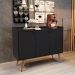 Kit Aparador Buffet Retrô 4 Portas Dallas e Aparador Buffet Retrô 3 Portas Wood - Preto