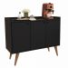 Kit Aparador Buffet Retrô 4 Portas Dallas e Aparador Buffet Retrô 3 Portas Wood - Preto