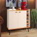 Kit Buffet Kiev Balcão 4 Portas Multiuso Retrô Cozinha e Aparador Madero Adega Cantinho Café Barzinho Sala - Off White/Cinamomo - RPM