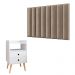 Kit Cabeceira Estofada Cama Box Solteiro 90 cm Sophia Bege e Mesinha Canto Quarto 2 Gavetas Retrô Nicho Decorativo Dream Branco- RPM