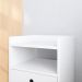 Kit Cabeceira Estofada Cama Box Solteiro 90 cm Sophia Bege e Mesinha Canto Quarto 2 Gavetas Retrô Nicho Decorativo Dream Branco- RPM