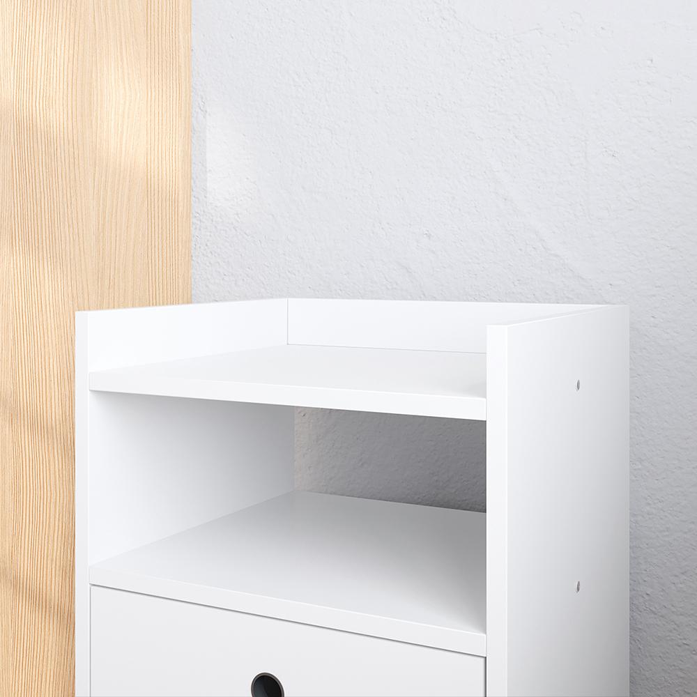 Kit Cabeceira Estofada Cama Box Solteiro 90 cm Sophia Bege e Mesinha Canto Quarto 2 Gavetas Retrô Nicho Decorativo Dream Branco- RPM